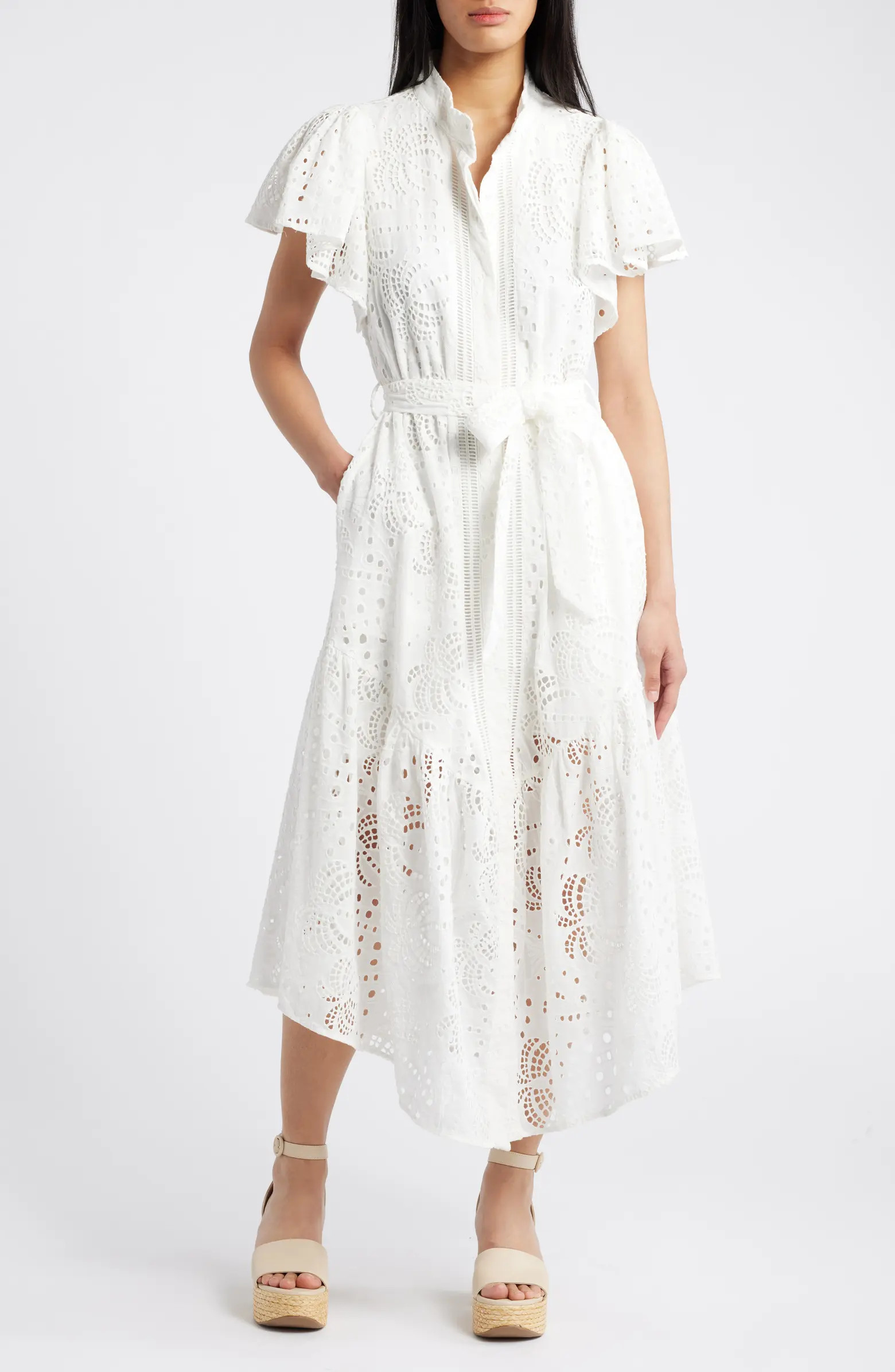 CIEBON Isabella Cotton Eyelet Maxi Shirtdress | Nordstrom | Nordstrom