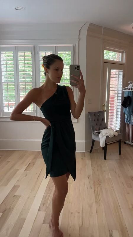 Loving this green one strap dress for a wedding in the fall or early winter in the south! This green is a deep rich green, so pretty  

#LTKFind #LTKwedding #LTKstyletip