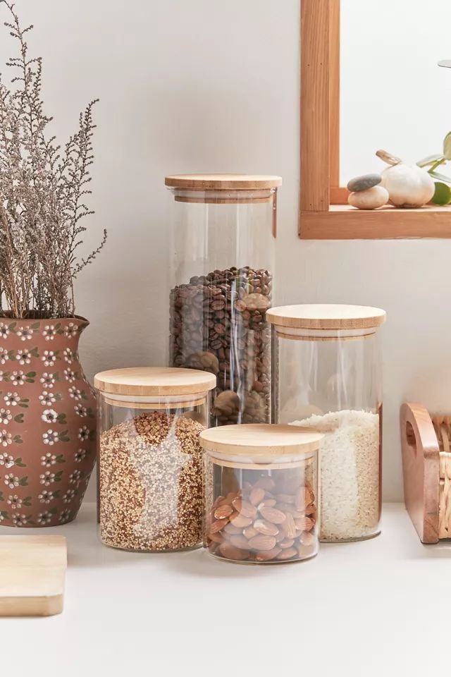Bamboo And Glass Jar Set | Urban Outfitters (US and RoW)