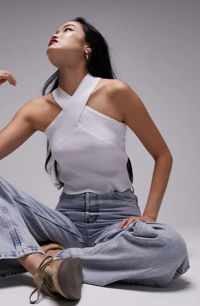 Rib Crossover Crop Halter Top | Nordstrom