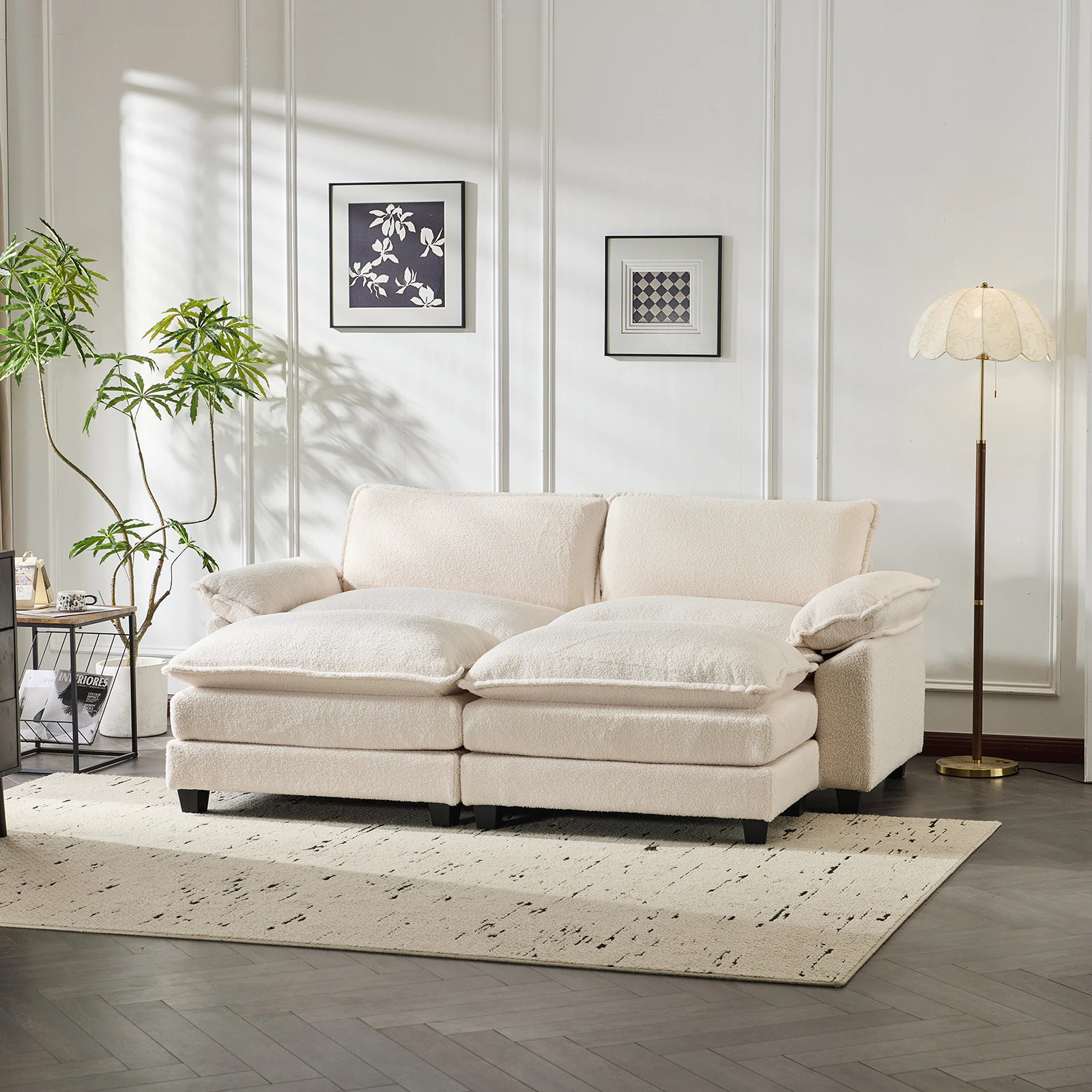 Outopee 86.2-in W Modern White 2-seater Sofa | LO1G52002552+53+18 | Lowe's