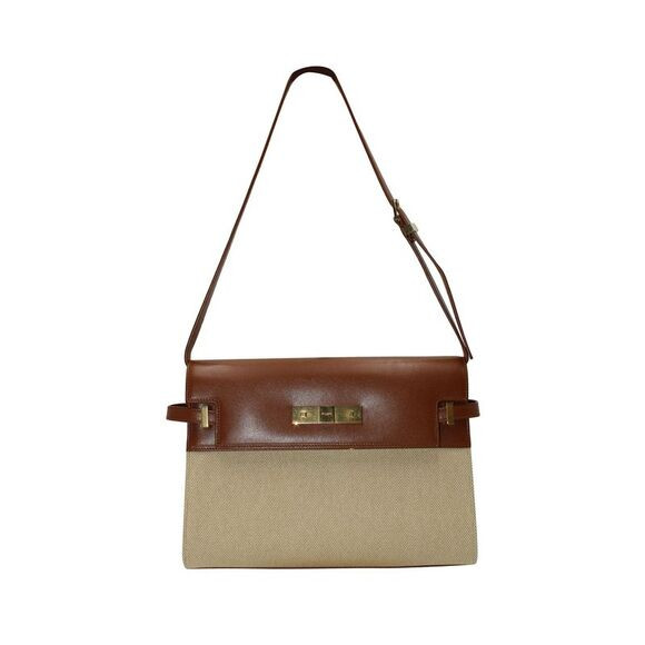 Saint Laurent Manhattan Shoulder Bag in Beige Canvas and Brown Leather | Poshmark