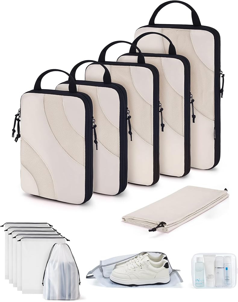 BAGSMART Compression Packing Cubes, 6 Set/4 Set/2 Set Travel Packing Cubes for Carry on Suitcases... | Amazon (US)