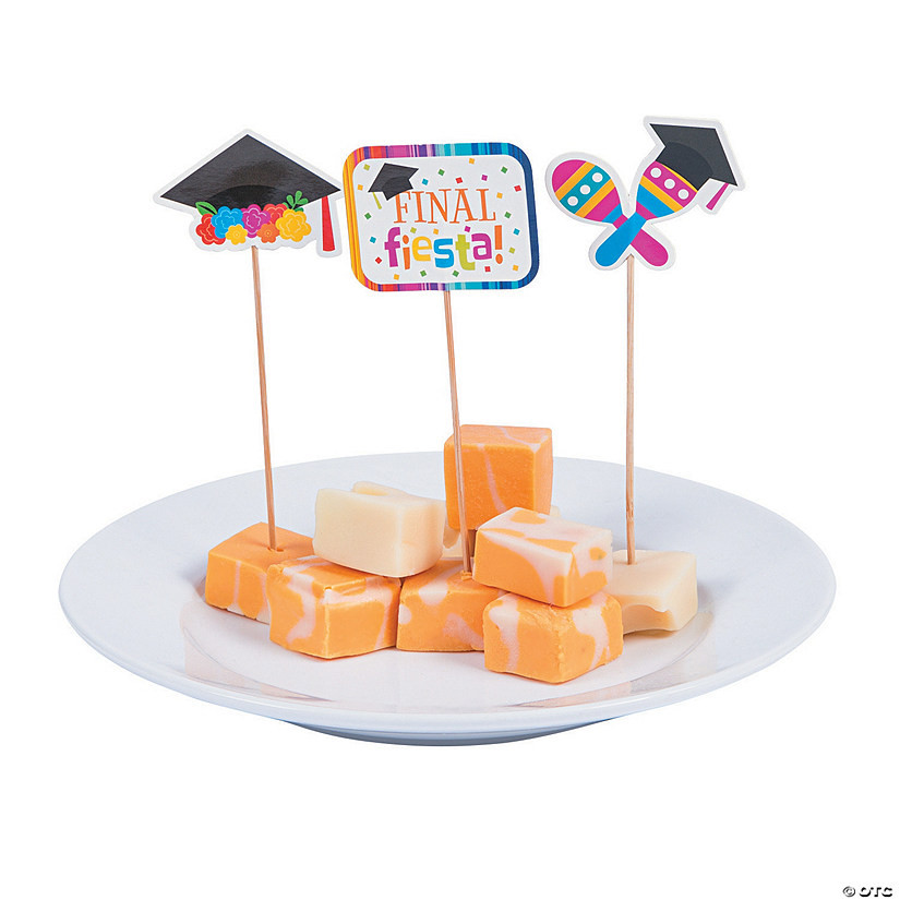 4 3/4" Fiesta Graduation Multicolor Wood Food Picks - 25 Pc. | Oriental Trading Company