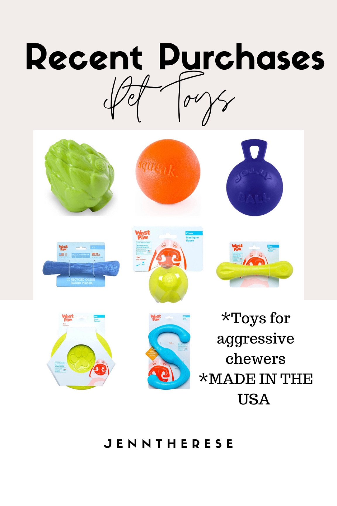 New puppy, new toys. I wanted to make sure to get toys that weren’t made of anything toxic and were made to last with his strong grip and sharp teeth.