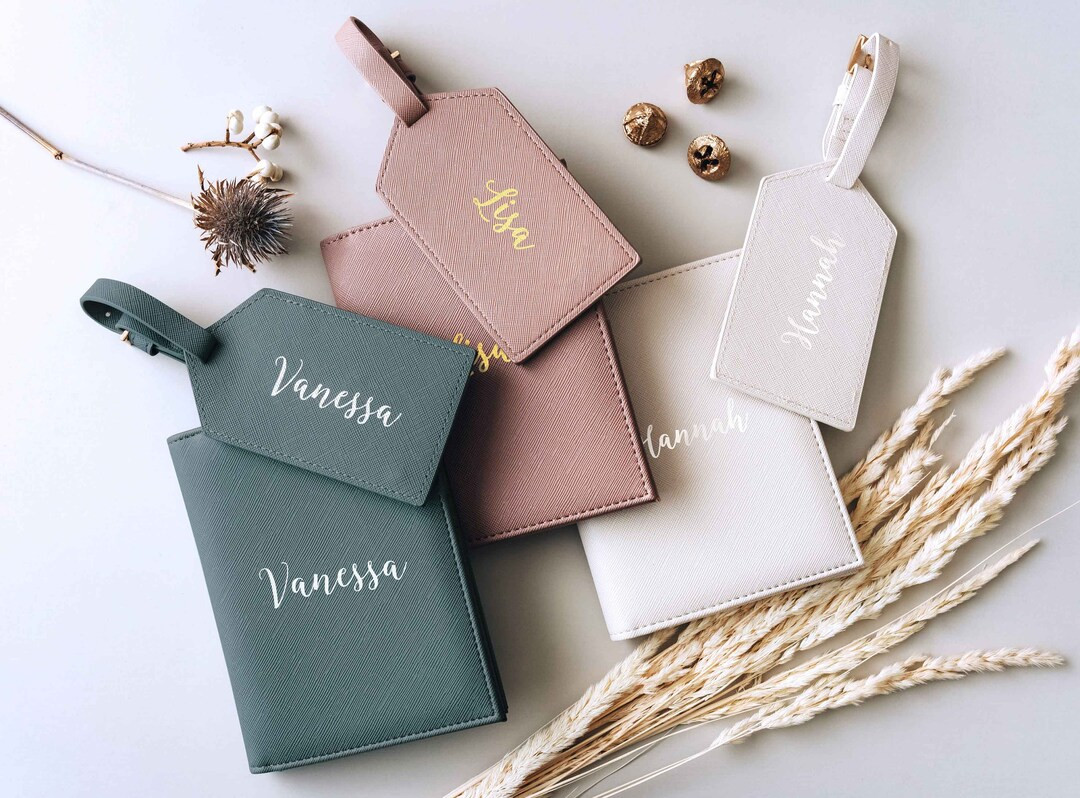 Personalized Luggage Tag  | Saffiano Leather Passport Cover | Custom Gifts for Mom | Best Friend ... | Etsy (US)