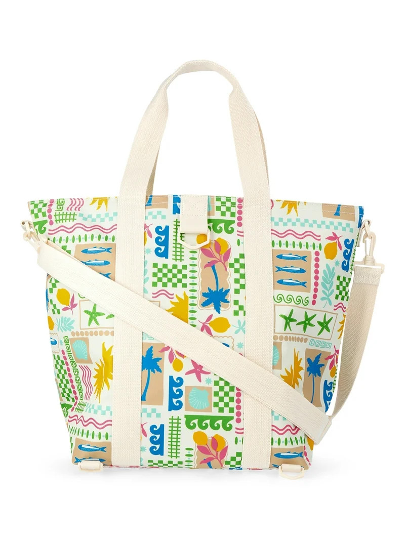 No Boundaries Women's Beach Insulated Tote Bag, Multi Coastal | Walmart (US)