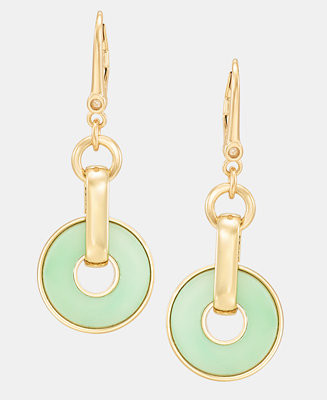 Gold-Tone Inlay Ring Double Drop Earrings | Macy's