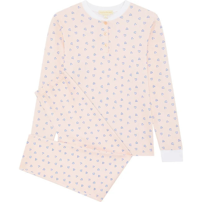 Marie-Chantal | Love Heart Pajamas, | Organic Cotton (Pink, Size Medium) | Maisonette | Maisonette