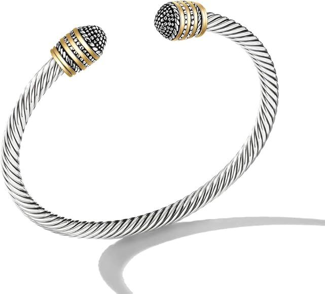 Cable Wire Cuff Bangles, Retro Antique Gold Cable Bracelet Bangle for Women | Amazon (US)