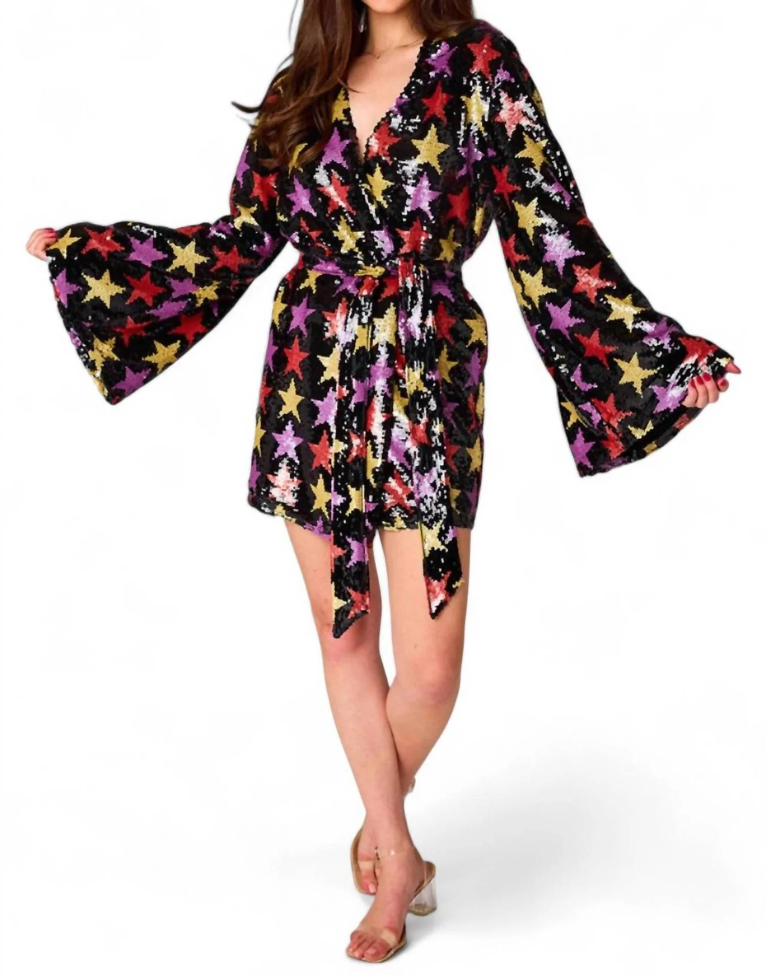 Lynlee Sequin Wrap Dress In Fortune Teller | Shop Simon