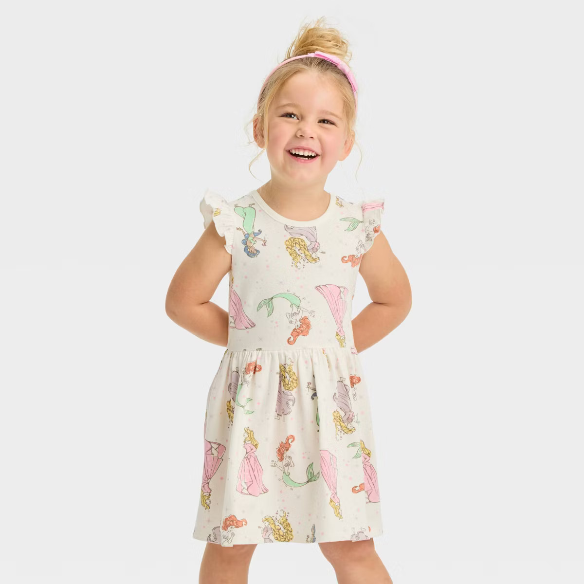 Toddler Girls' Disney Short Sleeve Dress - Beige | Target