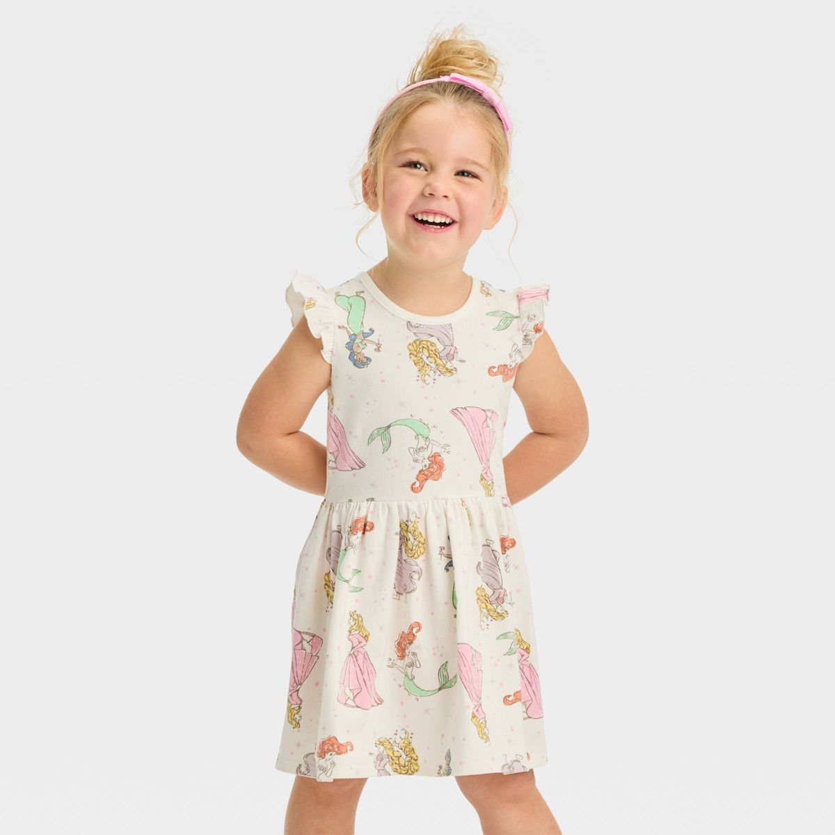 Toddler Girls' Disney Short Sleeve Dress - Beige 5T | Target