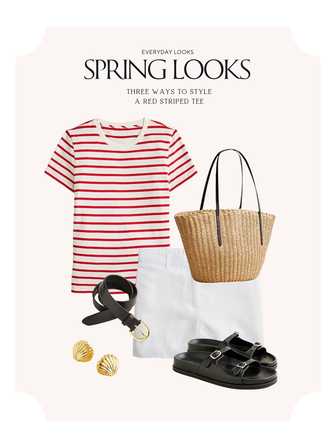 Spring outfit styled with a casual red striped tee  

#LTKStyleTip #LTKSeasonal