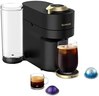 Nespresso Festive Vertuo Pop+ Coffee and Espresso Maker by Breville, Matte Black Gold | Amazon (US)
