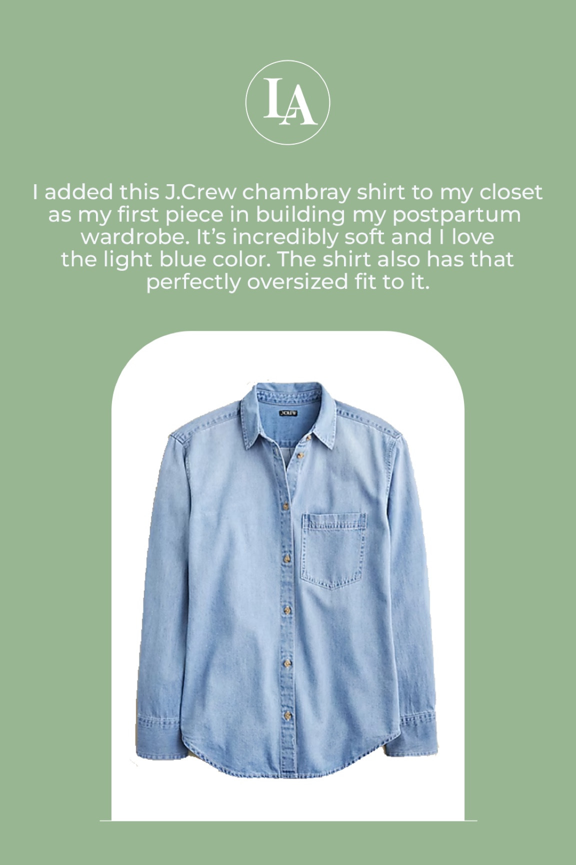 J.Crew chambray shirt 

#LTKStyleTip #LTKSeasonal #LTKFindsUnder100