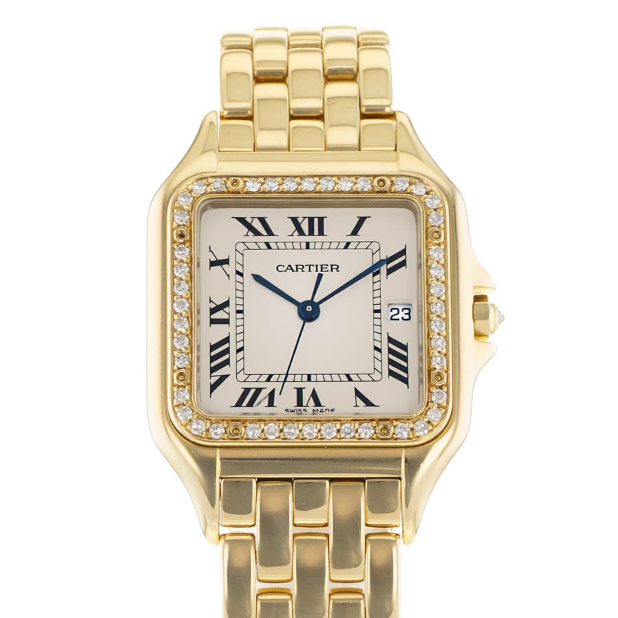 Pre-owned Cartier Panthere Quartz Diamond Silver Dial Mens Watch 883969 | Jomashop.com & JomaDeals.com