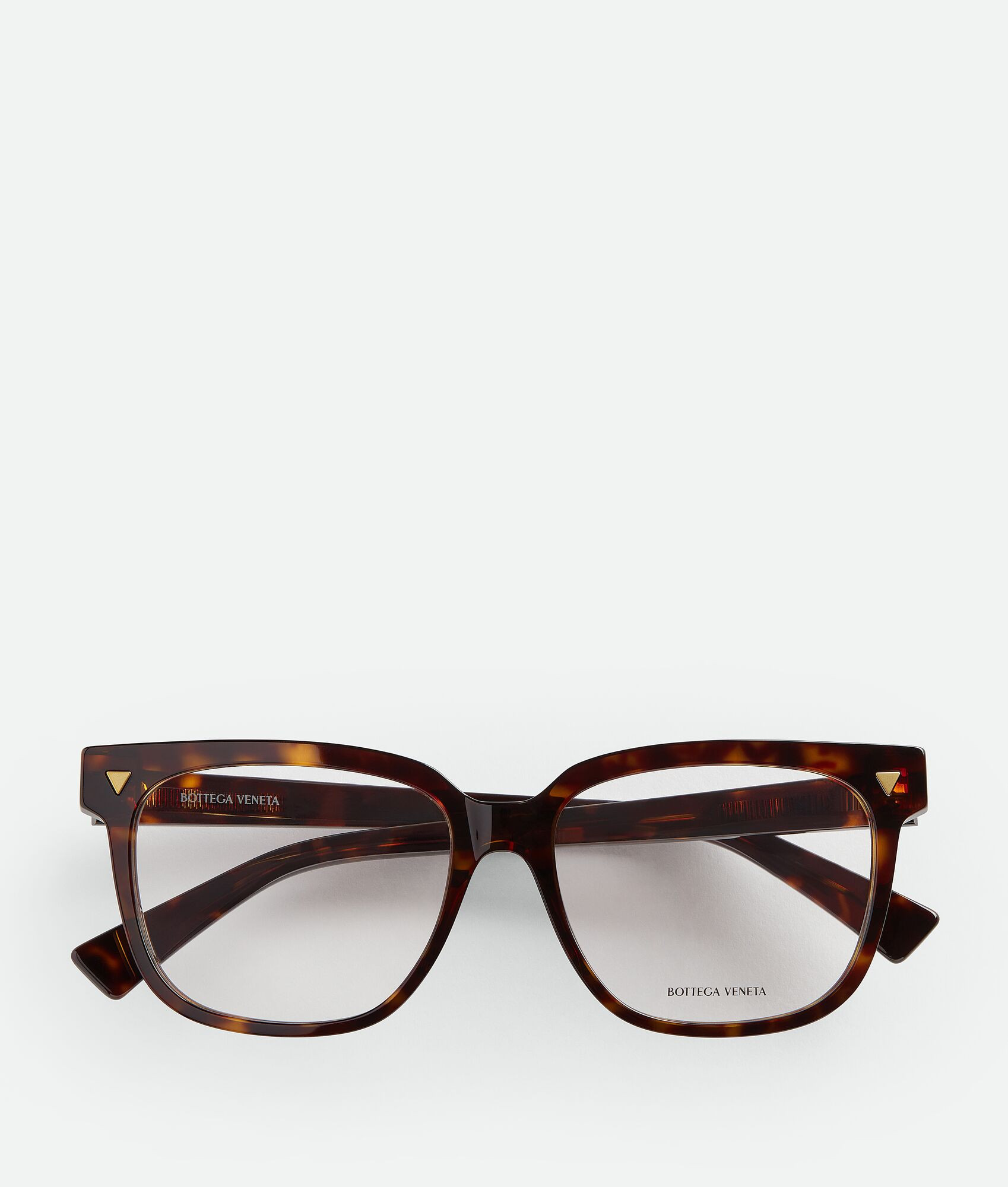 Women's Soft Recycled Acetate Square Eyeglasses in Havana/transparent | Bottega Veneta GB | Bottega Veneta