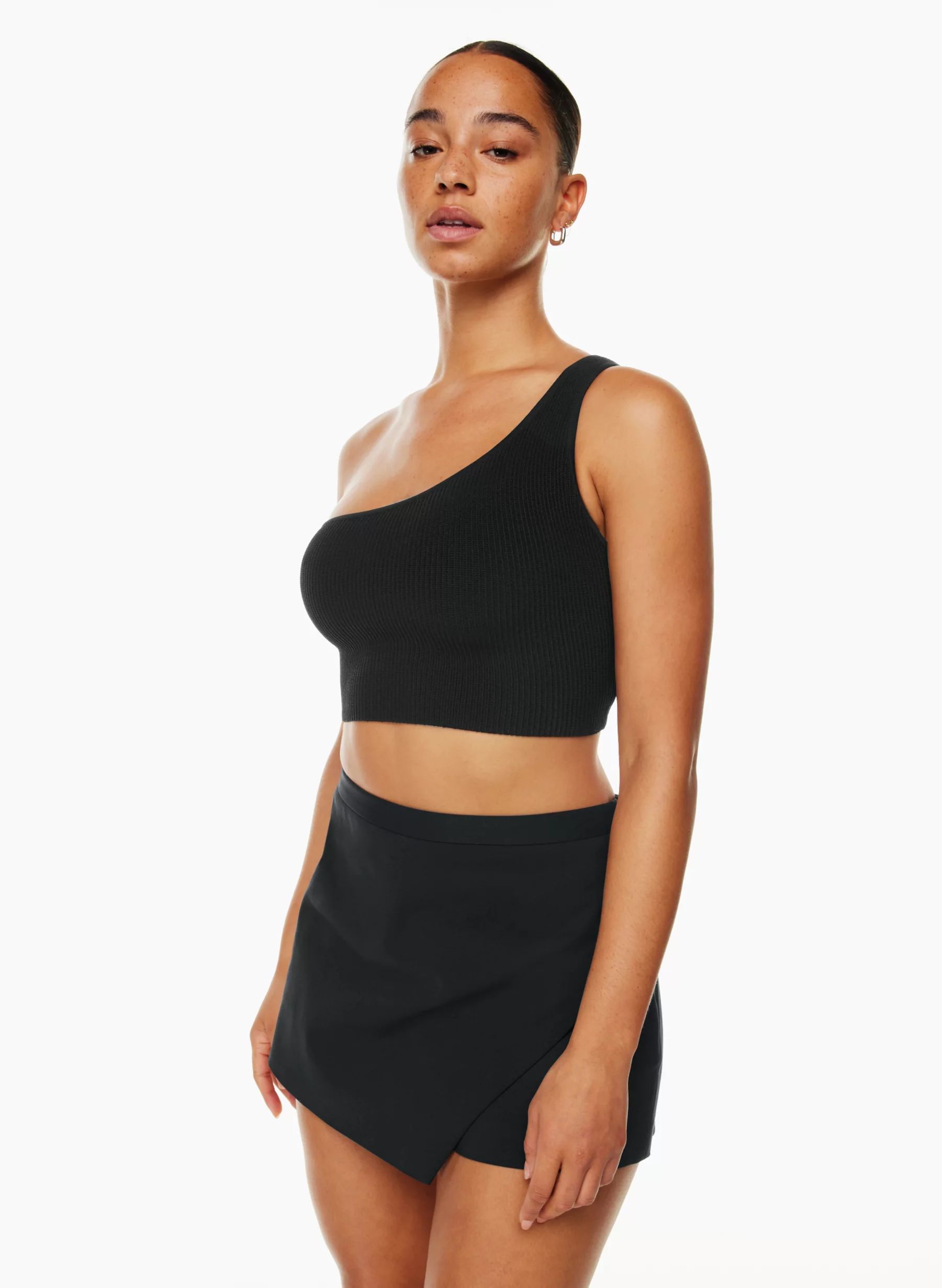 SCULPT KNIT ONE-SHOULDER CROPPED TANK | Aritzia