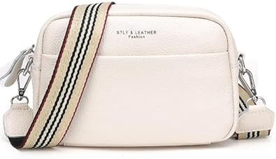 Refutuna Crossbody Bags for Women Genuine Leather Camera Bag Purse Double Compartment Multiple Po... | Amazon (US)