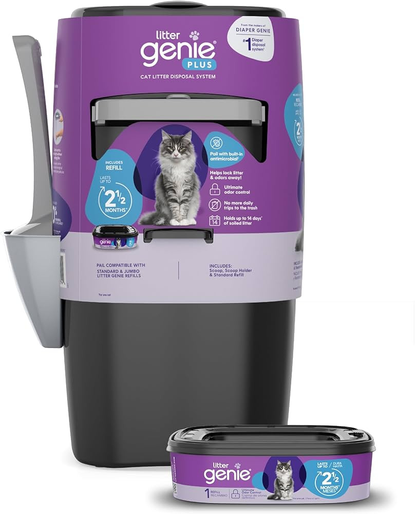 Litter Genie Plus Pail (Black) | Cat Litter Box Waste Disposal System for Odor Control | Includes... | Amazon (US)