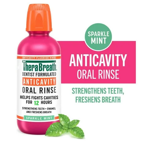 TheraBreath Anticavity Alcohol-Free Mouthwash, Mouthrinse with Fluoride, Sparkle Mint, 16 fl oz | Walmart (US)