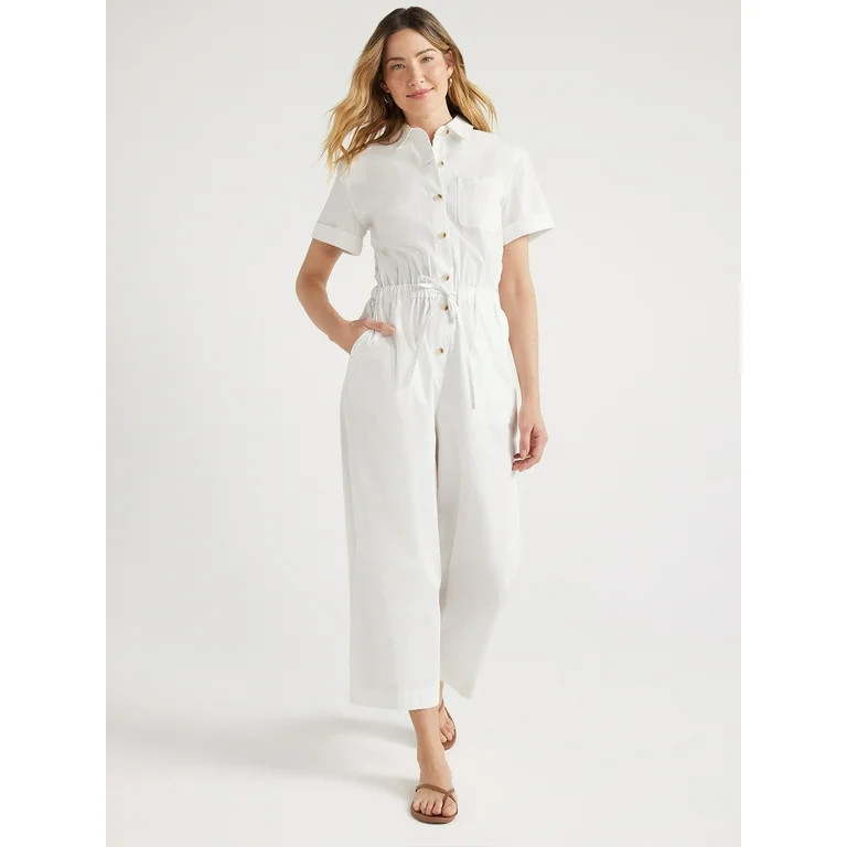Free Assembly Women’s Wide Leg Utility Jumpsuit, 25 1/4” Inseam, Sizes XS-XXL | Walmart (US)