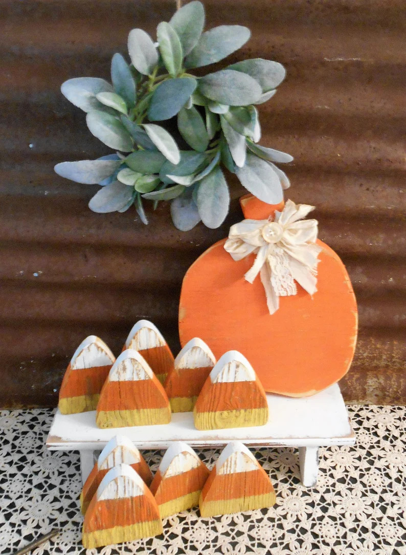 Wood Candy Corn Bowl Fillers, Rustic Candy Corn, Farmhouse Fall Decor, Rustic Fall Decor, Fall Po... | Etsy (US)