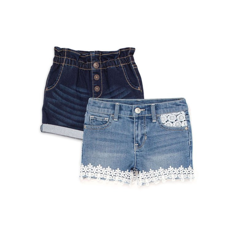 Wonder Nation Baby and Toddler Girl Denim Shorts, 2 Pack, 12 Months-5T | Walmart (US)