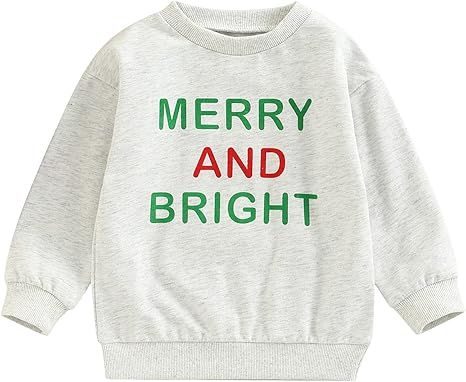 Amazon.com: Toddler Baby Boys Girls Christmas Clothes Funny Letter Print Sweatshirt Winter Baby C... | Amazon (US)
