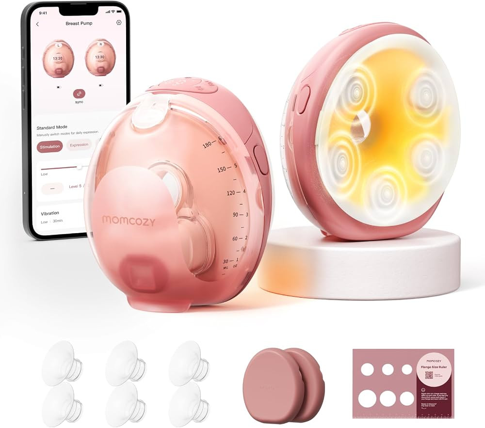 Momcozy Wellness 1 Wearable Breast Pump, Warm-Massage Hands-Free Pump with Heated Flange&Simulate... | Amazon (US)