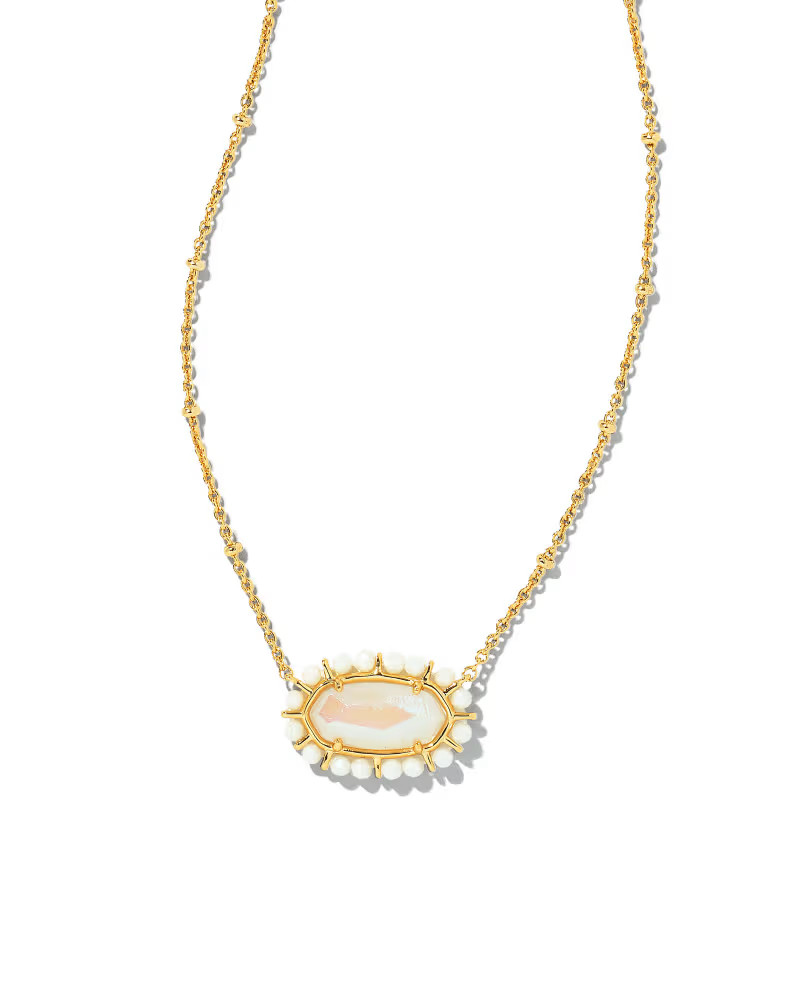 Beaded Elisa Gold Pendant Necklace in Iridescent Frosted Glass | Kendra Scott