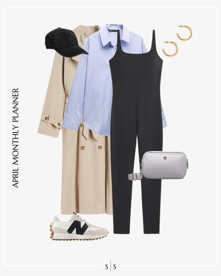 Monthly outfit planner: APRIL: Spring looks | onesie athleisure, striped button up, trench coat, hat, sneakers, belt bag

weekend outfit, loungewear, activewear, athletic outfit, errands outfit, casual outfit 

See the entire calendar on thesarahstories.com ✨ 


#LTKstyletip #LTKfitness