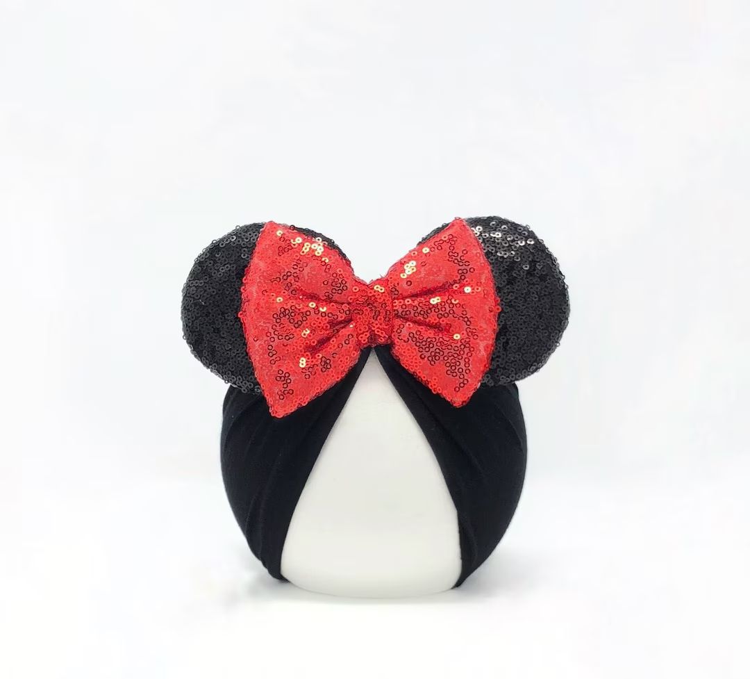 Black & Red || Minnie Ears Headwrap || Minnie Mouse Ears || Minnie Ears Turban || Baby minnie Ear... | Etsy (US)