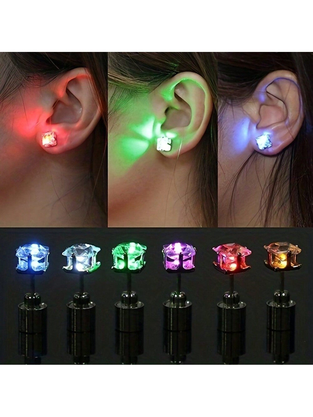 1PC Nightclub Fashion Male and Female Lovers LED Luminous Earrings Flash Earrings Crown Luminous ... | SHEIN