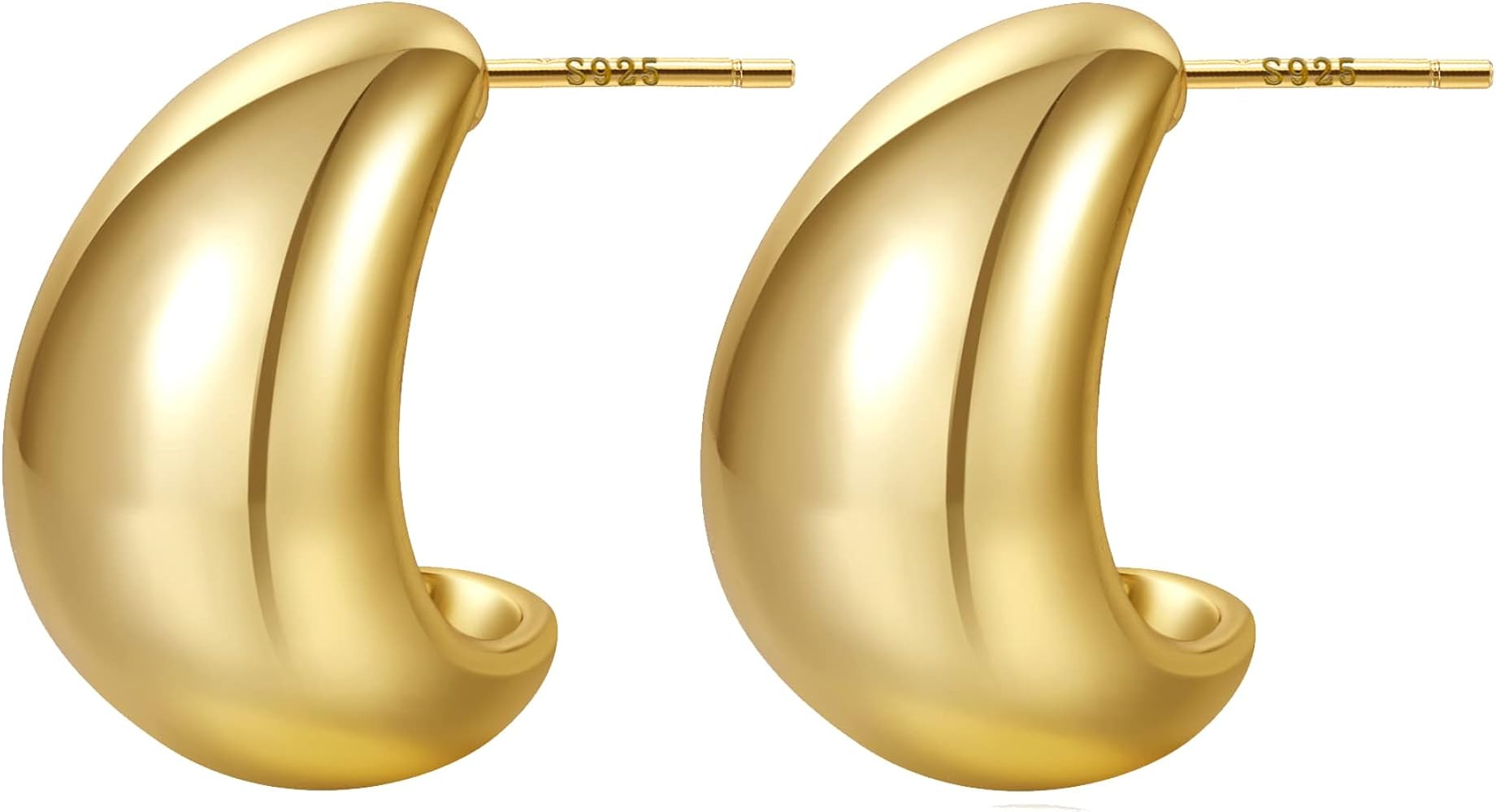 LOUMILEO Chunky Gold Hoop Earrings, Gold Hoop Earrings for Women 14K Real Gold Plated Thick Gold ... | Amazon (US)