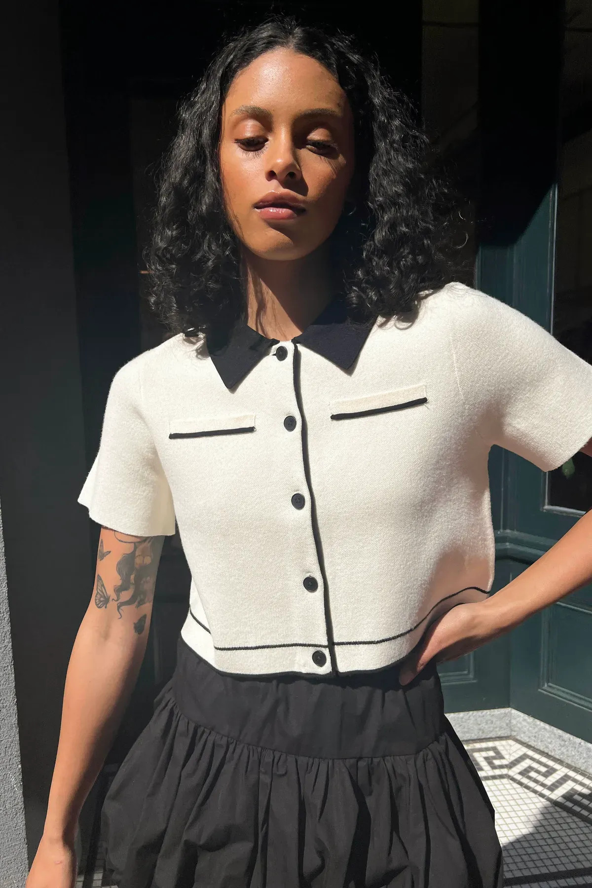 CROPPED KNIT BLOUSE | OAK + FORT