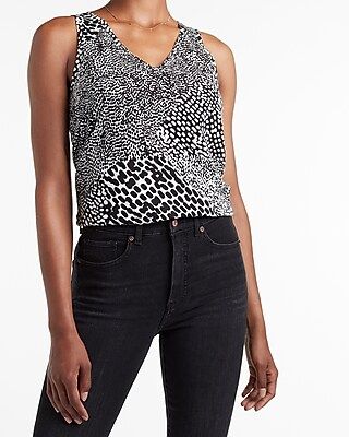 Animal Print Skimming V-Neck Tank | Express