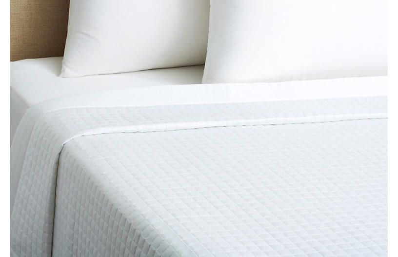Cotton Quilted Coverlet - White - Belle Epoque - Full | One Kings Lane