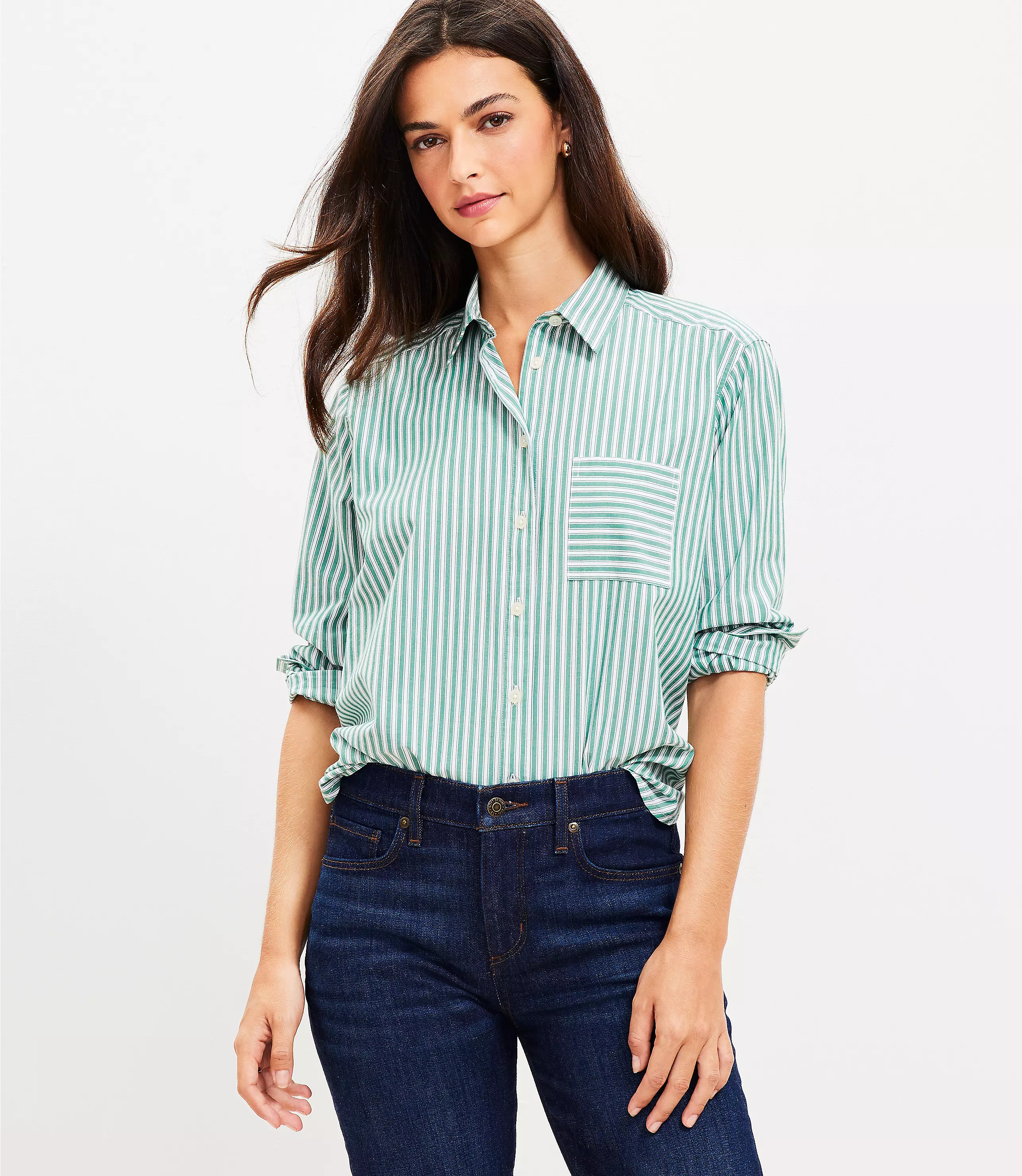 Petite Striped Relaxed Everyday Shirt | LOFT