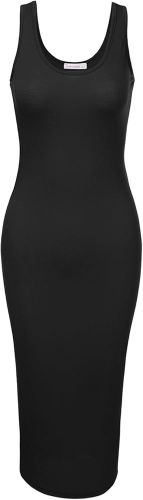 JJ Perfection Women's Scoop Neck Slim Fit Sleeveless Stretchy Tank Midi Dress | Amazon (US)