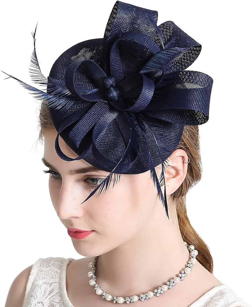 Sinamay Feather Fascinators Womens Pillbox Flower Derby Hat for Cocktail Ball Wedding Church Tea ... | Amazon (US)