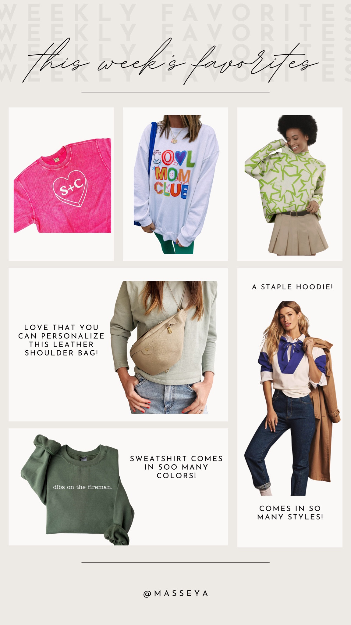 Rounding up this weeks favorites! We are loving the shoulder bag and Anthropologie hoodie! 

Weekly favorites, top sellers, shoulder bag, Etsy sweater, Etsy hoodie, anthropologie sweater 

#LTKbeauty #LTKSeasonal #LTKstyletip