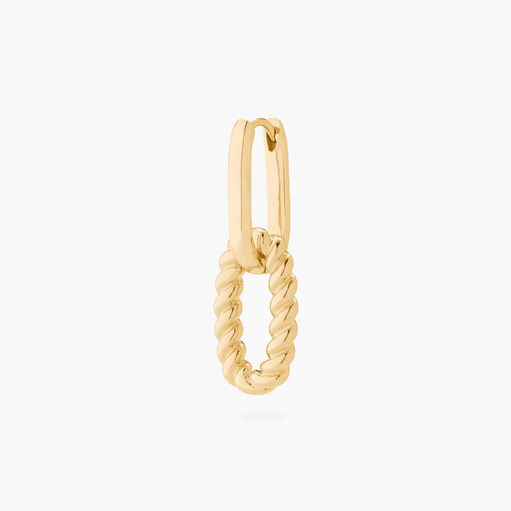 Twisted Oval Charm Hoop | Studs