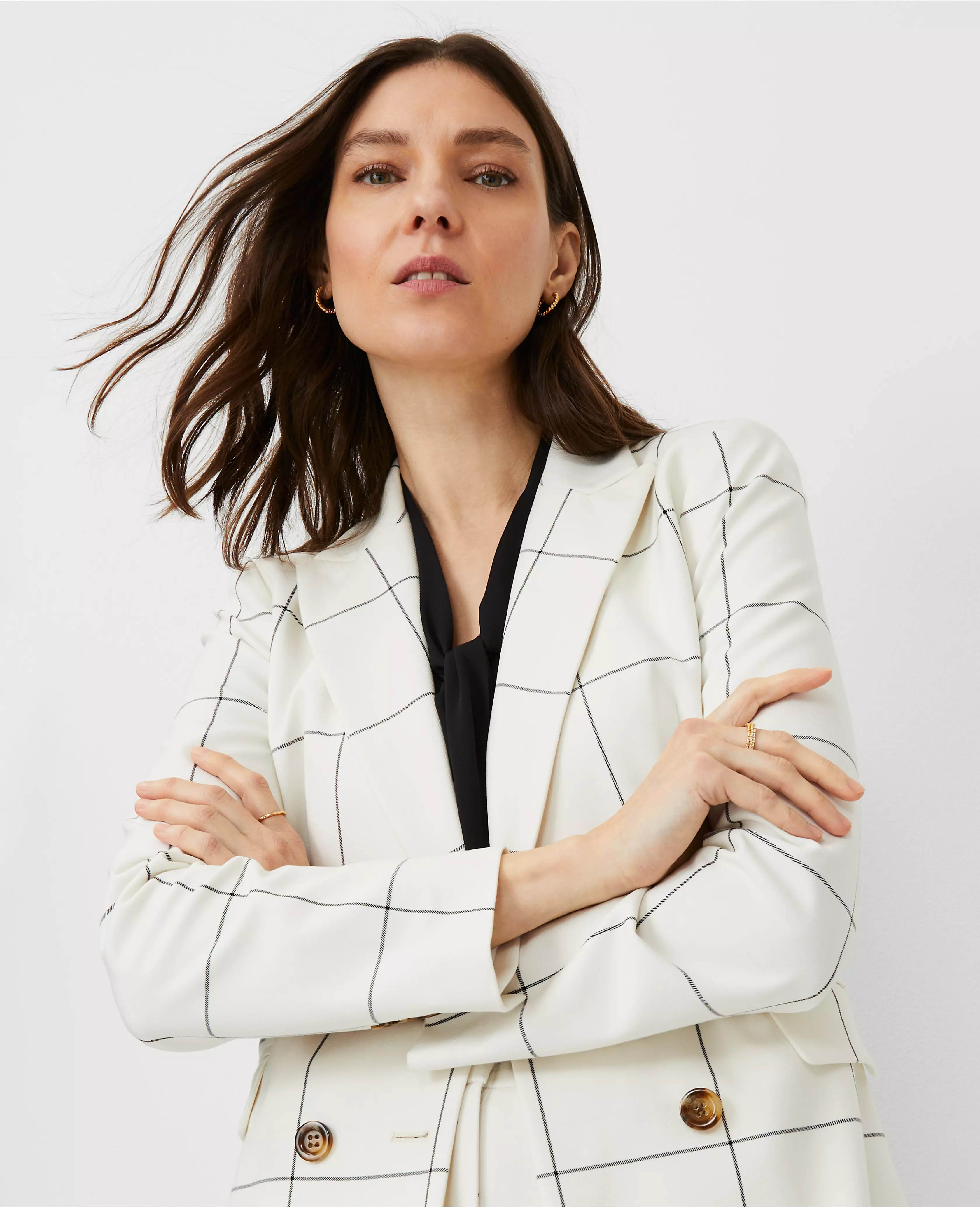 The Fitted Double Breasted Blazer in Windowpane | Ann Taylor (US)