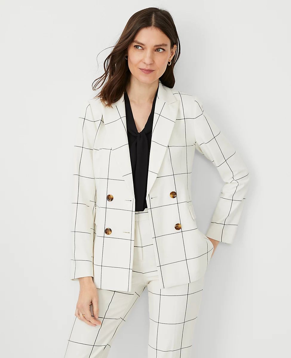The Fitted Double Breasted Blazer in Windowpane | Ann Taylor (US)