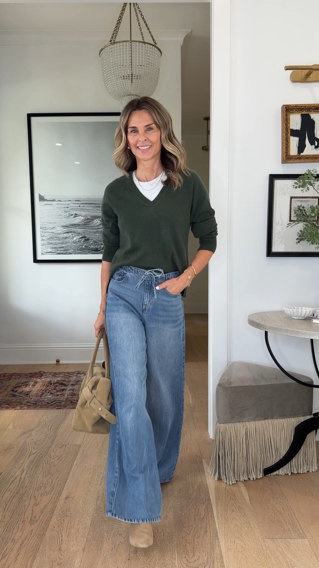 I’m 5’6
-burgundy bamboo long sleeve M
-green cashmere sweater XS
-Tan sweater XS
-Jean lounge pants TTS
@Splendid #ad

Helping women over 50 elevate everyday style with chic, wearable high-low fashion.