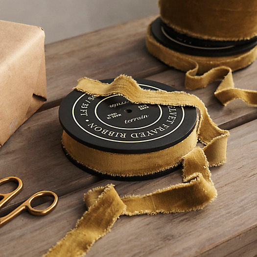 Antiqued Frayed Velvet Ribbon | Terrain