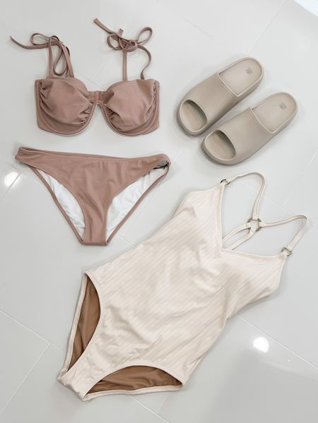 Swimsuit season is coming! Look at these cute ones I found today browsing around Target! 
.
.
swimsuit, vacation, outfit, swim, one piece, two piece, underwire, beige, cream, ribbed, mauve, blush pink, swimmy, coverage, bottoms, top 

#LTKSeasonal #LTKstyletip #LTKunder50
