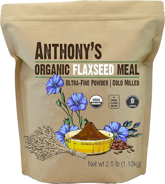 Anthony's Organic Flaxseed Meal, 2.5 lb, Gluten Free, Ground Ultra Fine Powder, Cold Milled, Keto... | Amazon (US)